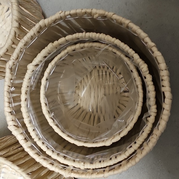Nwt 7 Natural Lined Woven Basket Set - Picture 4 of 4